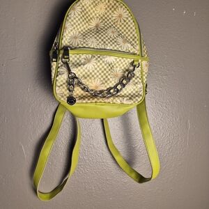 Madden NYC Green Floral Checkered Backpack
